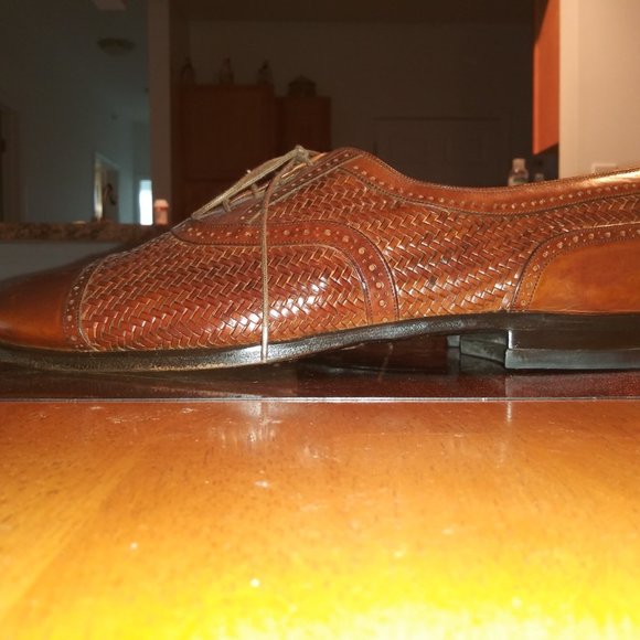 Vintage Mezlan: Men's Woven Leather Cap-Toe Oxfords, resoled. Size: 13M - Picture 3 of 11